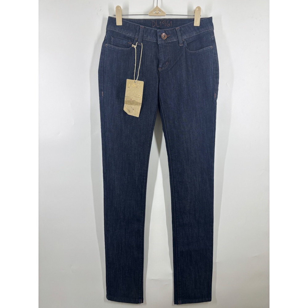 Vintage DL1961 XFIT Lycra Skinny Jeans Dark Indigo Blue Low Rise Tall Long 26